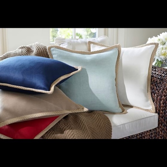 Pottery Barn Accents Jute Braid Square Linen Sham Euc Poshmark